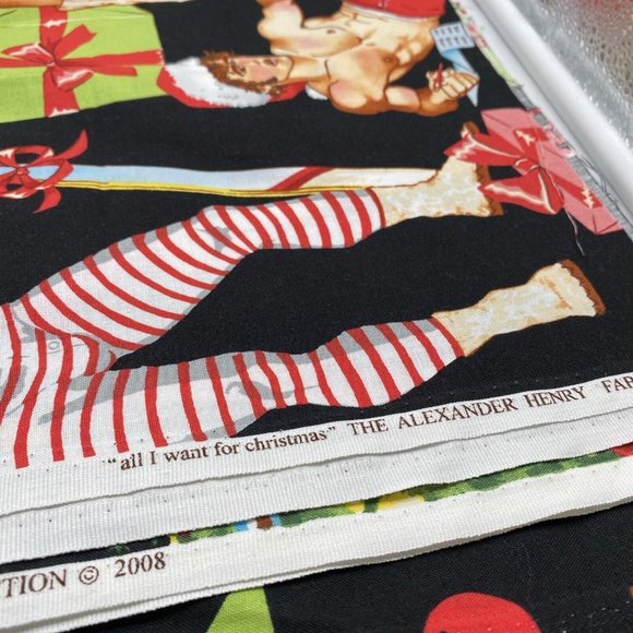 Fabric Christmas Tree Gay Pride Sexy Male Pin Up Santa Wreath Alexander Henry - Picture 7 of 7